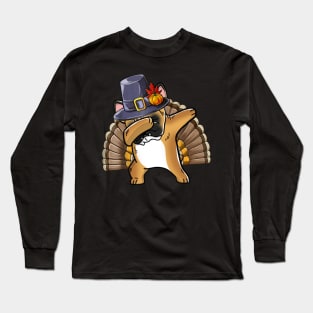 Thanksgiving T shirt for Boys Men Dabbing French Bulldog Turkey Long Sleeve T-Shirt